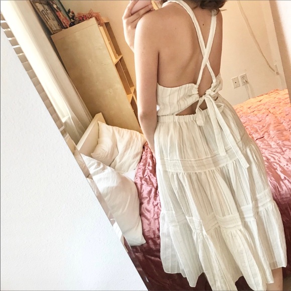 Rebecca Taylor Dresses & Skirts - Rebecca Taylor White Striped Tiered Halter Dress 8